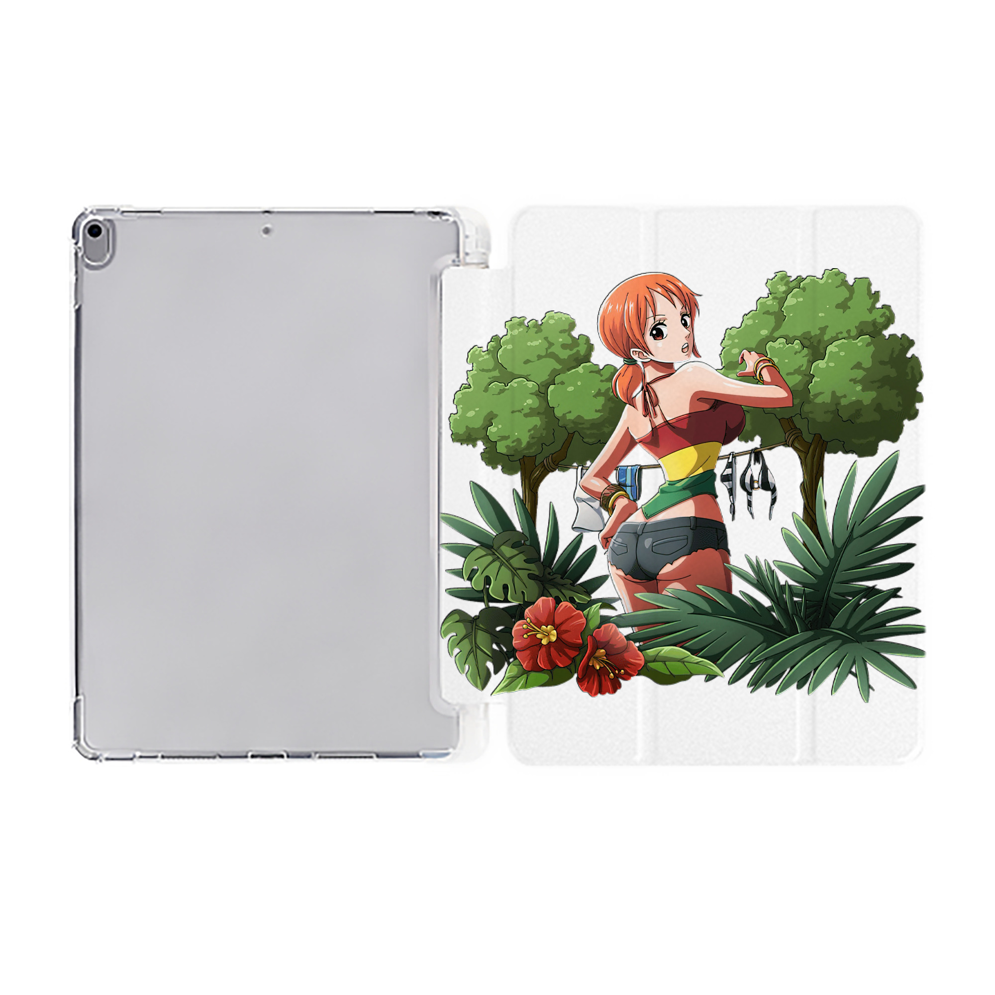 （画像用） ワンピース ナミ ONE PIECE Nami IPad ケース ペン収納付き 三つ折りスタンド PUレザー×シリコン 対応機種9.5/10.5/10.9インチ